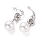 Plastic Pearl with Knot Dangle Stud Earrings EJEW-A072-03P-2