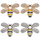 GORGECRAFT 4PCS Bee Rhinestone Alloy Buttons 2 Colors Crystal Embellishments Metal Shank Sewing Coat Buttons Embellishments DIY Crafts for Shoes Clothing Bags Hair Dress Accessories BUTT-GF0001-14-1