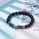 Natural Lava Rock & Synthetic Hematite Stretch Bracelet with Alloy Tube Beaded BJEW-JB08300-2