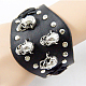 Punk Rock Style Cowhide Leather Skull Bracelets BJEW-O088-27-7