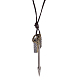Adjustable Men's Zinc Alloy Pendant and Leather Cord Lariat Necklaces NJEW-BB16017-B-9