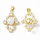 Rack Plating Brass Micro Pave Clear Cubic Zirconia Charms ZIRC-C041-16G-1