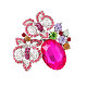 Broches pour femmes en alliage ovale avec fleurs et strass JEWB-N0049-42-1