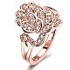 Romantic Peacock Real Rose Gold Plated Brass Cubic Zirconia Finger Rings RJEW-BB07683-8RG-1