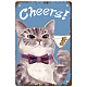 CREATCABIN Metal Tin Sign Cats Signs wineglass Pattern Retro Vintage Funny Wall Decor Art Painting Poster Plaque for Home Garden Bar Pub Office Garage 8 x 12inch AJEW-WH0157-447-1