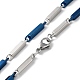 201 Stainless Steel Bar Link Chain Necklaces for Men Women NJEW-G112-07F-BLP-3