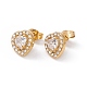 Cubic Zirconia & Rhinestone Heart Stud Earrings EJEW-A080-03G-1