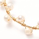 Brazalete trenzado de perlas naturales para niña mujer BJEW-JB06830-02-4