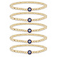 Anattasoul Set di braccialetti elasticizzati con perline in ottone da 5 pezzo BJEW-AN0001-03-1