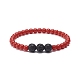 7 stücke 7 farben acryl & natürliche lavagestein runde perlen stretch armbänder sets BJEW-JB08551-5