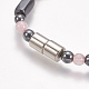 Bracelets d'hématite synthétiques magnétiques BJEW-K183-03-4