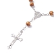 Religious Prayer Pine Wood Beaded Rosary Bracelet BJEW-O140-02P-2