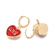 Heart with Word Love Enamel Dangle Leverback Earrings EJEW-N012-108E-3
