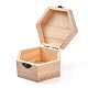 木製収納ボックス  アクセサリー箱  金属の留め金付き  六角  バリーウッド  12.9x11.6x7cm  内径：11.25x9.75のCM OBOX-WH0004-06-3
