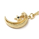 Collier pendentif croissant de lune en laiton doré avec strass NJEW-Z015-01A-G-4