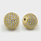 Brass Cubic Zirconia Beads ZIRC-F001-15-2