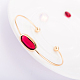 Bracelets de couple manchette en verre ovale en laiton à la mode pour femmes BJEW-BB16074-C-1