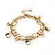 Resin Yin Yang and Round Ball Charm Multi-strand Bracelet BJEW-G639-31G-1