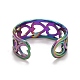Placcatura ionica color arcobaleno (ip) 304 anello polsino aperto avvolgente a cuore in acciaio inossidabile per donna RJEW-A005-09-3