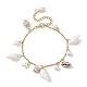 Natural Spiral Shell & Glass Pearl Charm Bracelets BJEW-JB09973-1