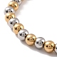 Placage sous vide bicolore 201 bracelet en perles rondes en acier inoxydable pour femme STAS-D179-02GP-2