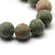 Natural Frosted Unakite Round Bead Strands G-M064-14mm-06-2