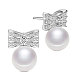 SHEGRACE 925 Sterling Silver Earrings with Shell Pearl and AAA Zirconia Bowknot JE622A-1