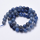 Tiras de perlas de aventurina azul natural teñidas G-S281-11-8mm-2