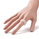 Gemma naturale e anello elasticizzato con perline intrecciate in vetro da donna RJEW-JR00546-5