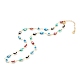 Set di gioielli per bracciali e collane con catena a maglia malocchio smaltato in ottone SJEW-JS01185-3