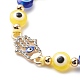 Malocchio perline in resina e bracciali con perline intrecciate in lega di strass a mano di hamsa per ragazze donne BJEW-JB08740-02-4