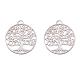CREATPLANET 1 Box Alloy Pendants Matte Style Dangle Charms Flat Round with Tree of Life Charms 925 Sterling Silver Plated Pendants for Jewelry Making 48x43x2mm PALLOY-SC0001-80MS-1