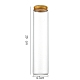 コラムガラススクリュートップビーズ貯蔵チューブ  アルミニウム製の口が付いた透明なガラス瓶  ゴールドカラー  4.7x20cm  容量：260ml（8.79fl.oz） CON-WH0086-094J-02-1