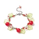 Bracelets à breloques pomme en résine sur le thème de la fête des enseignants avec feuille acrylique et fleur en plastique BJEW-JB09209-1
