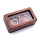 Cajas rectangulares de almacenamiento de anillos de boda de madera con cubierta magnética visible PW-WG62632-01-1
