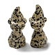 Chat de guérison sculpté en jaspe dalmatien naturel avec figurines de chapeau de sorcière DJEW-D012-07J-2