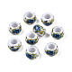 Perles rondelles acryliques opaques imprimées de fleurs SACR-S305-27-J01-1