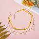Glass Seed Braided Flower Double Layer Necklace NJEW-SW00015-01-3