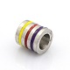 Nice Big Hole 304 Stainless Steel Enamel Column with Multi-Color Line Beads STAS-O041-01B-2