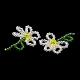 手作りのガラスビーズ編みカボション  DIYジュエリー作りの工芸品  真鍮のパーツと  花  透明  40~43x25~30x7~7.5mm GLAA-C028-01F-4