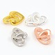 Laiton deux boucles de verrouillage coeur fermoirs pour bricolage bijoux KK-M051-01-1