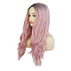 長いかつら  女性のセクシーなオンブルパーティーの巻き毛  合成かつら  耐熱高温繊維  ピンク  27.6インチ（70cm） OHAR-L010-006A-3
