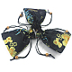 中国風の花柄のサテンジュエリーパッキングポーチ  巾着ギフトバッグ  長方形  ブラック  14.5x10.5cm PW-WG56086-04-1