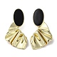 Rack Plating Real 18k Gold Plated Brass Oval Stud Earrings with Enamel EJEW-M237-02G-02-1