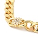 Clear Cubic Zirconia Sunflower Link Bracelet with Curb Chains BJEW-G652-01G-2