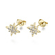 Brass Micro Pave Clear Cubic Zirconia Stud Earrings EJEW-T046-28G-NF-1