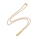 Rectangle avec mot je t'aime 304 collier pendentif en acier inoxydable avec chaîne câble en alliage pour femme NJEW-M192-01G-3