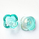 Bouchons de perles en verre peint à la bombe transparent à 4 pétale GGLA-S054-009B-04-2