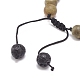 Braccialetto di perline intrecciate in pietra lavica naturale e legno BJEW-JB08537-6