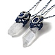 Bullet Natural Quartz Crystal Pendant Necklaces for Women NJEW-G045-01-2